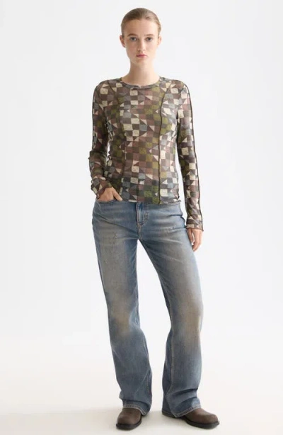 Scotch & Soda Printed Seamed Long-sleeve Top In Pattern