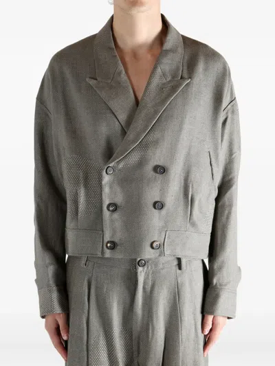 拼接双排扣西装夹克