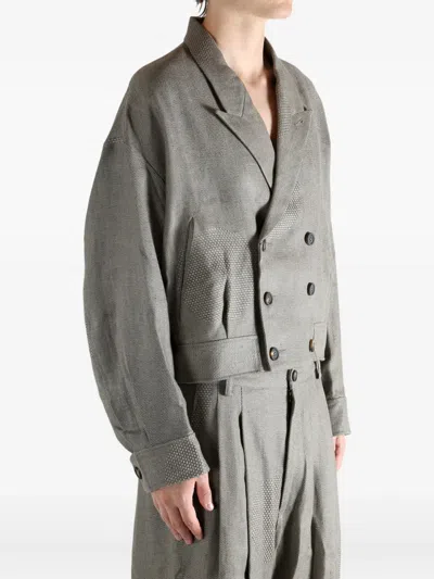 拼接双排扣西装夹克