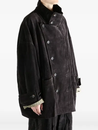 Ziggy Chen Buttoned Patch-pocket Coat In Black