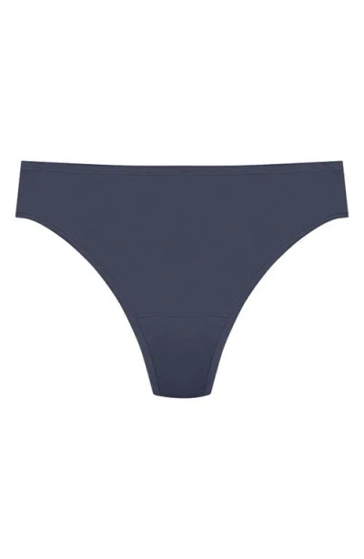 Natori Women's Bliss Bare Cotton Thong Underwear 771346 In Blue