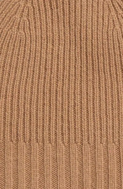 Nordstrom Rib Cashmere Beanie In Brown