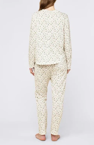 Papinelle Rosebud Organic Cotton Knit Long Sleeve Tee And Straight Leg Pant In Neutral