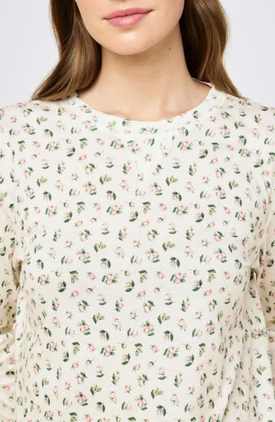 Papinelle Rosebud Organic Cotton Knit Long Sleeve Tee And Straight Leg Pant In Neutral