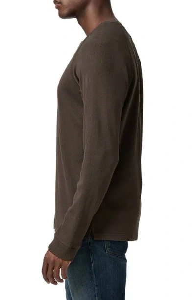Paige Abaroa Thermal Knit Henley In Brown