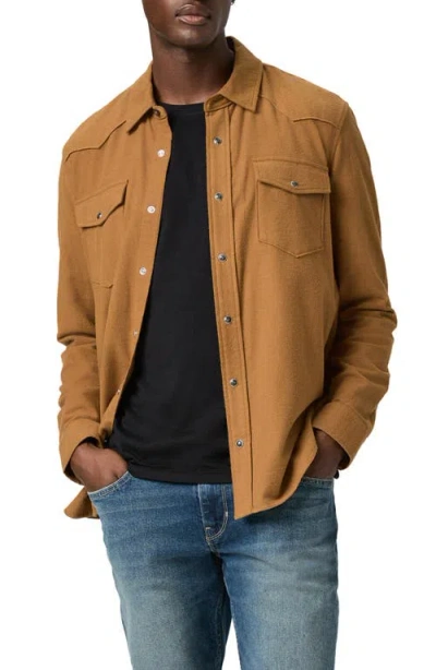 Paige Chenoga Cotton Chamois Snap-up Shirt In Brown