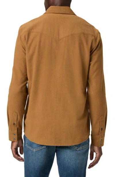 Paige Chenoga Cotton Chamois Snap-up Shirt In Brown