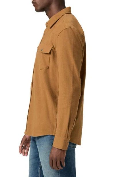 Paige Chenoga Cotton Chamois Snap-up Shirt In Brown