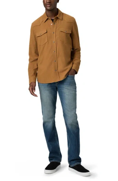 Paige Chenoga Cotton Chamois Snap-up Shirt In Brown