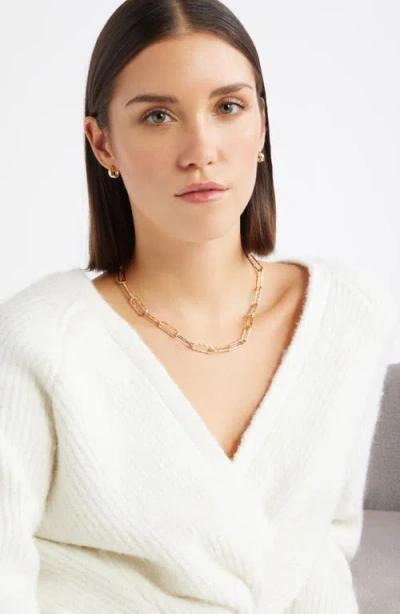 Nordstrom Hammered Paper Clip Chain Necklace In Gold