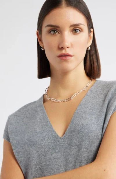 Nordstrom Hammered Paper Clip Chain Necklace In Metallic