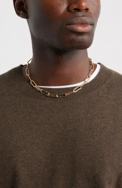 Nordstrom Hammered Paper Clip Chain Necklace In Gold