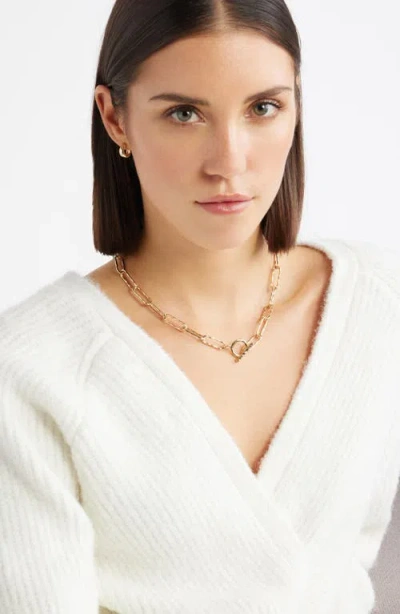Nordstrom Hammered Paper Clip Chain Necklace In Gold