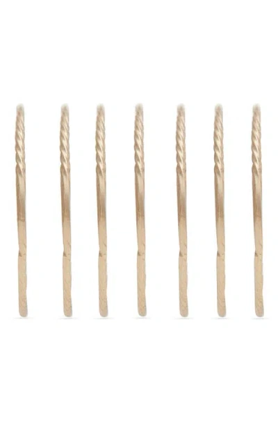 Nordstrom 7-back Faceted Skinny Ring Stack In Gold