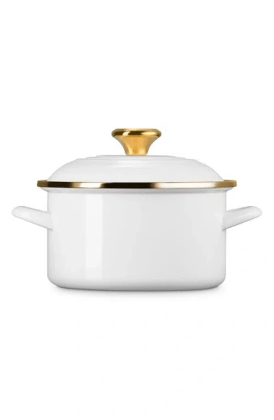 Le Creuset Enamel On Steel 3.8-quart Petite Stockpot With Gold Rim In White
