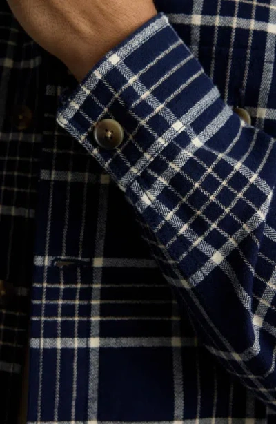 Untuckit Whitacker Regular Fit Plaid Cotton Button-up Overshirt In Blue