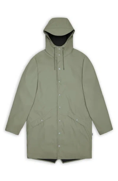 Rains Waterproof Longline Jacket In Green