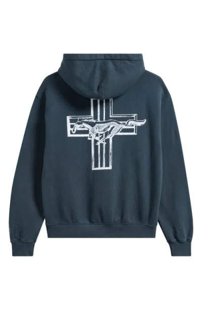 One Of These Days Ford Mustang Cotton Graphic Zip-up Hoodie In Blue