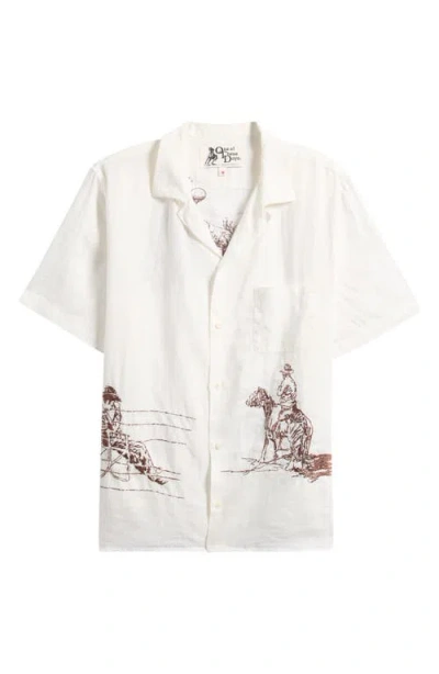 One Of These Days Remember Me Linen Camp Shirt In White