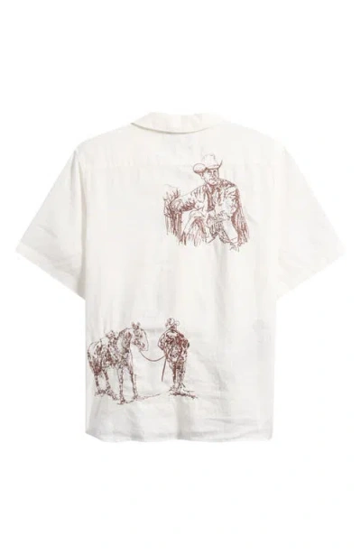 One Of These Days Remember Me Linen Camp Shirt In White