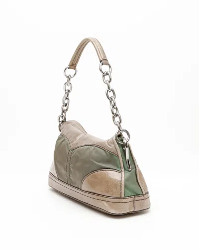 Prada Tessuto Chain Shoulder Bag In Brown