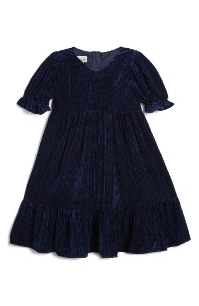 Pippa & Julie Kids' Maureen Velvet Dress & Bloomers In Blue