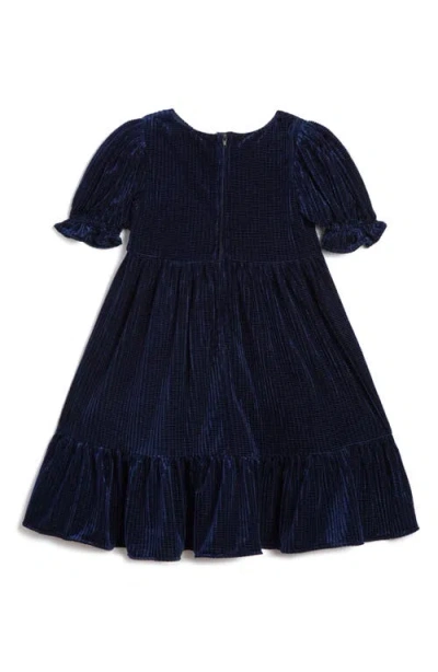 Pippa & Julie Kids' Maureen Velvet Dress & Bloomers In Blue