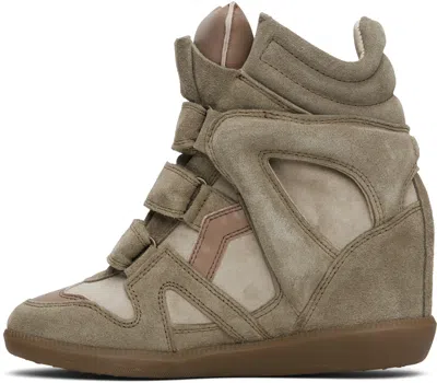 Isabel Marant Bekett Leather And Suede Wedge Sneakers In Brown