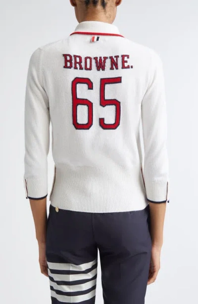 Thom Browne Jersey Intarsia Cashmere Sweater In White