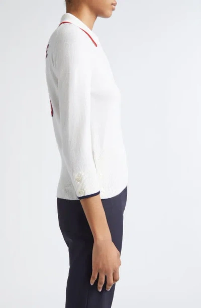 Thom Browne Jersey Intarsia Cashmere Sweater In White