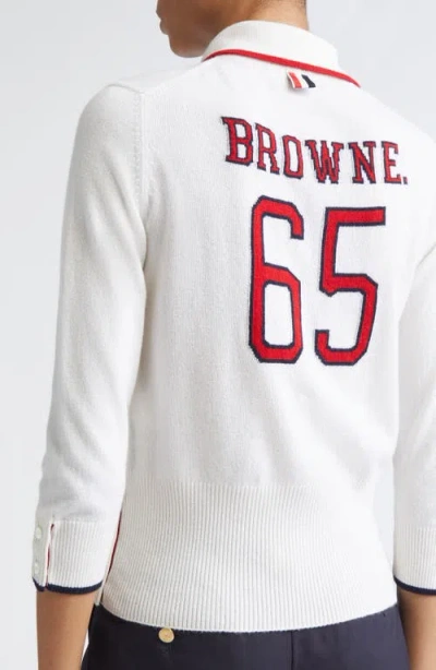 Thom Browne Jersey Intarsia Cashmere Sweater In White
