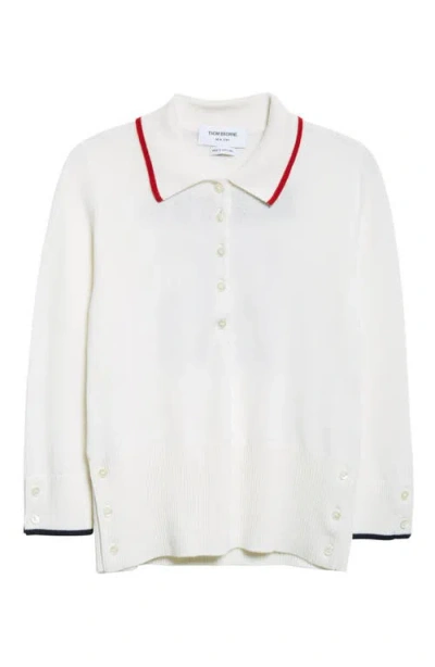 Thom Browne Jersey Intarsia Cashmere Sweater In White