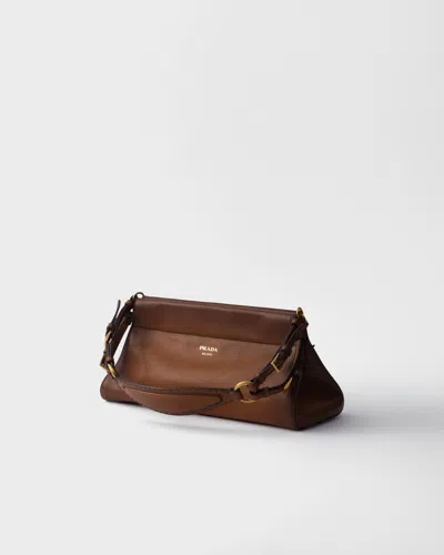 Prada Leather Shoulder Bag In Brown