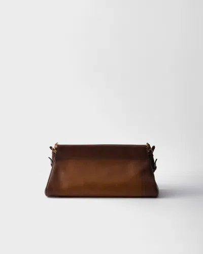Prada Leather Shoulder Bag In Brown