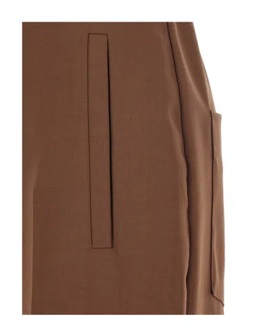 Merci Patch Pocket Cotton Trousers In Brown