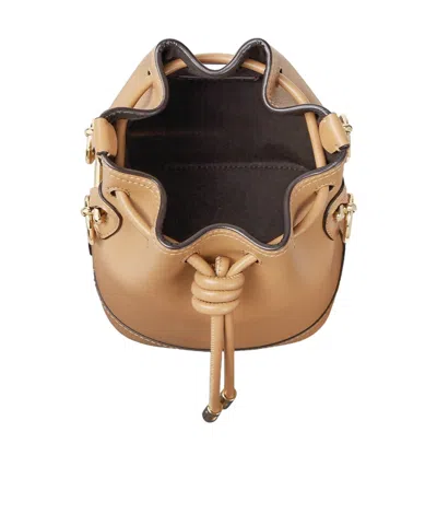 Fendi Women Camel Leather Mon Tresor Bucket Bag In Brown