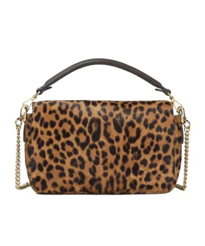 Fendi Mini Baguette Bag In Printed Ponyeffect Calfskin Leather In Brown