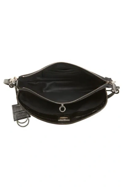Balenciaga Rodeo Sling Croc Embossed Leather Pouchette In Black