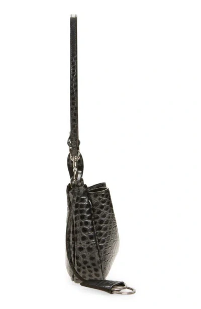 Balenciaga Rodeo Sling Croc Embossed Leather Pouchette In Black