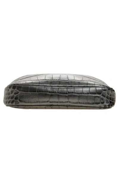 Balenciaga Rodeo Sling Croc Embossed Leather Pouchette In Black