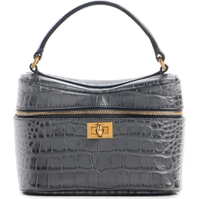 Balenciaga Rodeo Croc-embossed Leather Vanity Crossbody Bag In Gray