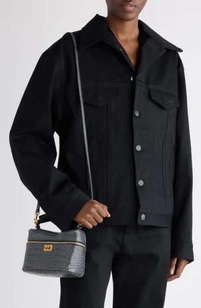 Balenciaga Rodeo Croc-embossed Leather Vanity Crossbody Bag In Gray