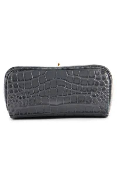 Balenciaga Rodeo Croc-embossed Leather Vanity Crossbody Bag In Gray