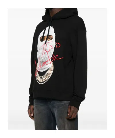 Ih Nom Uh Nit Hooded Sweater With Front Pocket And Print In Black