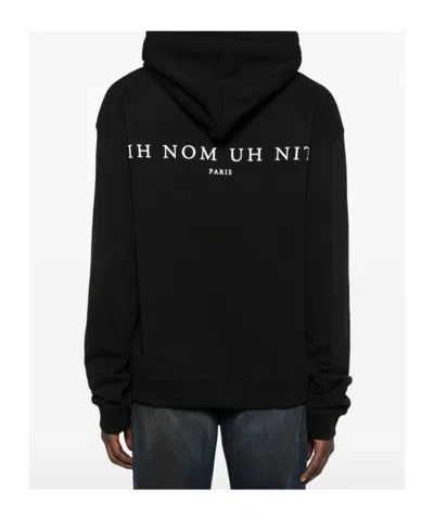 Ih Nom Uh Nit Hooded Sweater With Front Pocket And Print In Black