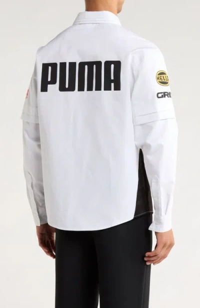 Puma X Asap Rocky Layered Pit Crew Button-down Shirt In White