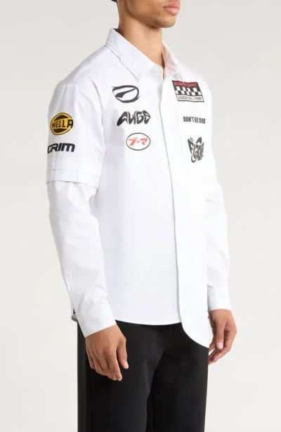 Puma X Asap Rocky Layered Pit Crew Button-down Shirt In White