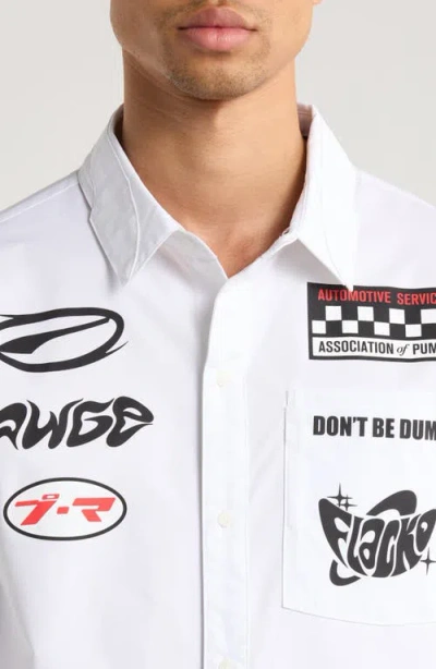 Puma X Asap Rocky Layered Pit Crew Button-down Shirt In White