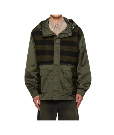 Andersson Bell Khaki Check Layered Jacket In Green