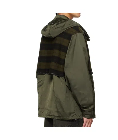Andersson Bell Khaki Check Layered Jacket In Green